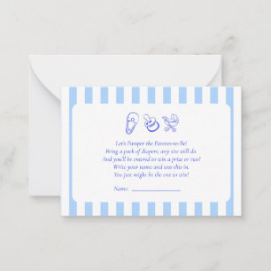 Pequeña Tarjeta Blue Baby Shower Diaper Raffle Game Place