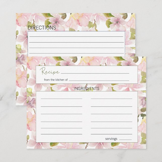 Pequeña Tarjeta Boda floral rosa Rubor Magnolia (Anverso / Reverso)