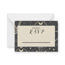 Tarjeta Boda RSVP Celestial Boho