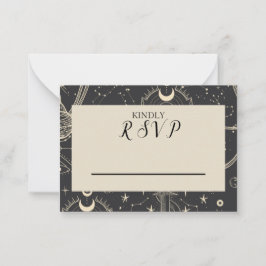 Pequeña Tarjeta Boda RSVP Celestial Boho