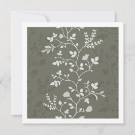 Pequeña Tarjeta Botánica Minimalista de Olivo con Flores S