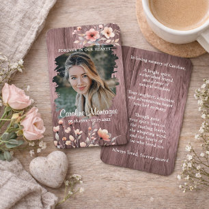 Pequeña Tarjeta conmemorativa de foto floral rústica perso