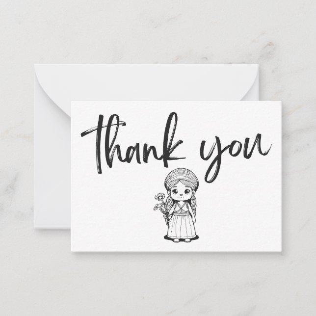 Pequeña Tarjeta de agradecimiento a Chica de Woodland con  (Anverso)