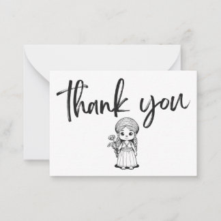 Pequeña Tarjeta de agradecimiento a Chica de Woodland con 