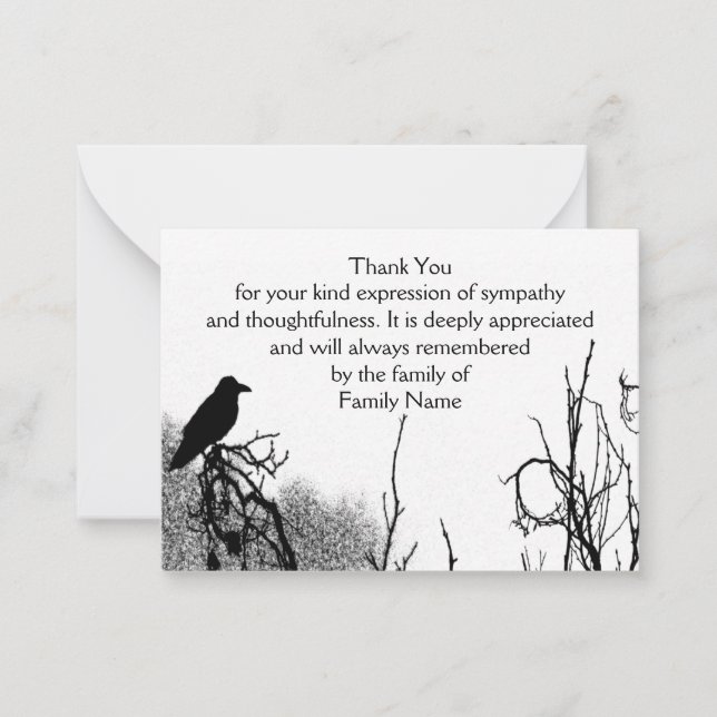 Pequeña Tarjeta de agradecimiento a Crow de Silhouetted (Anverso)