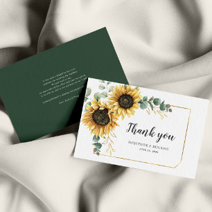 Pequeña Tarjeta de agradecimiento a flor de girasol de pre