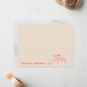 Pequeña Tarjeta de agradecimiento a la bebé elefante rosa 