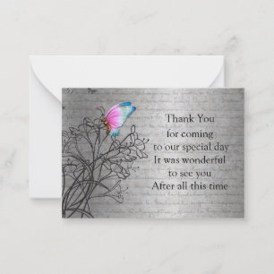 Pequeña Tarjeta de agradecimiento a la mariposa rosa