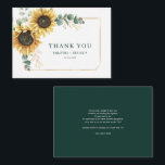 Pequeña Tarjeta de agradecimiento a Sunflower Eucalyptus B<br><div class="desc">Para todos los que se presentaron para celebrar su día especial con usted, esta elegante tarjeta de agradecimiento floral geométrica botánica con girasoles y hojas de eucalipto, con marco geométrico dorado es perfecta cuando usted quiere dar las gracias. Cambie fácilmente los detalles en el frente y el mensaje del personalizado...</div>