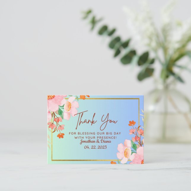 Pequeña Tarjeta de agradecimiento al boda (Anverso de pie)