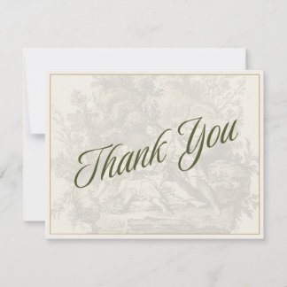 Pequeña Tarjeta de agradecimiento antigua bohemia en verde