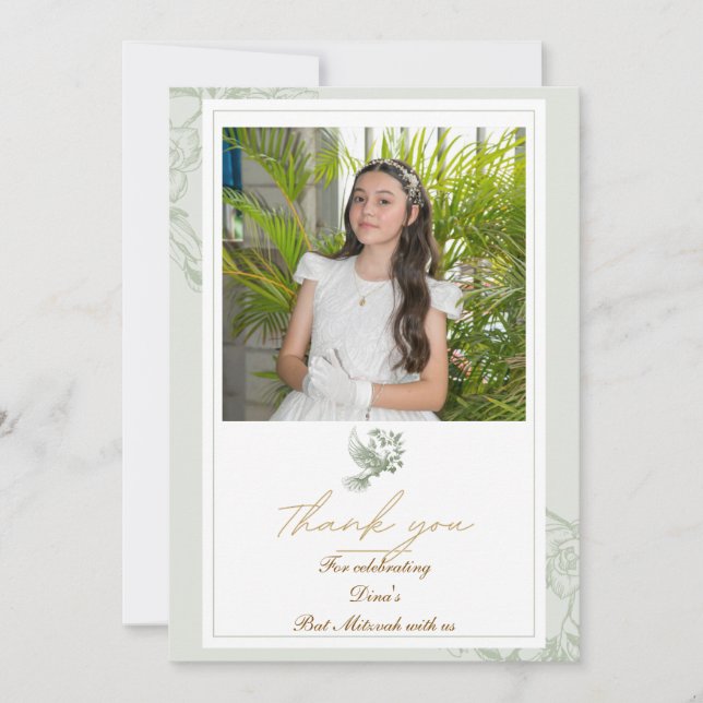 Pequeña tarjeta de agradecimiento Bat Mitzvah (Anverso)