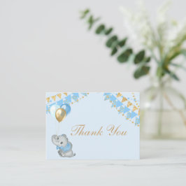 Pequeña Tarjeta de agradecimiento Blue Elephant Baby Showe