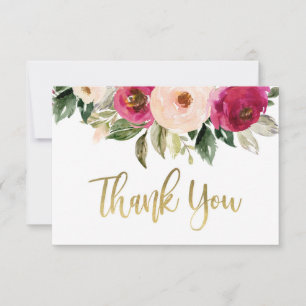 Pequeña Tarjeta de agradecimiento borgoña y rubia, floral
