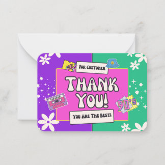 Pequeña Tarjeta de agradecimiento con tema de los 90