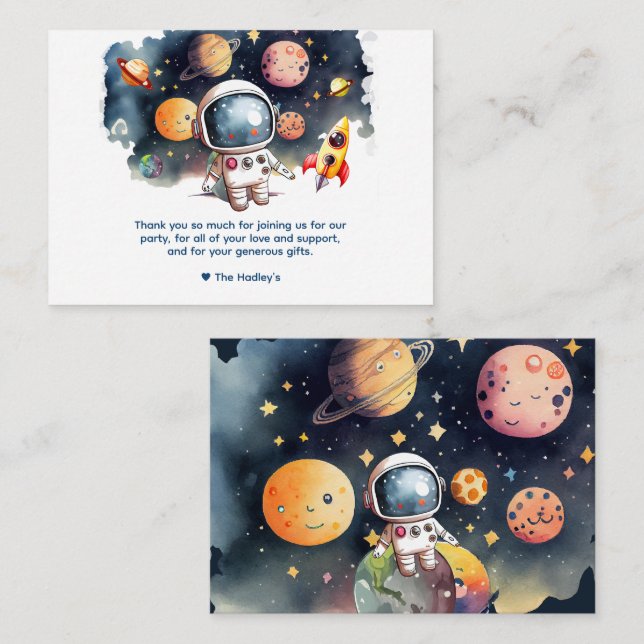 Pequeña Tarjeta de agradecimiento de astronauta del espaci (Anverso / Reverso)