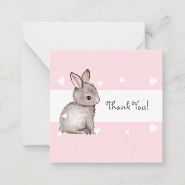 Pequeña Tarjeta de agradecimiento de Baby Shower de conejo (Anverso)