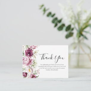 Pequeña Tarjeta de agradecimiento de Baby Shower para Flor