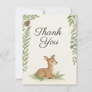 Pequeña Tarjeta de agradecimiento de Baby Shower Woodland 
