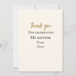 Pequeña Tarjeta de agradecimiento de bautizo personalizada