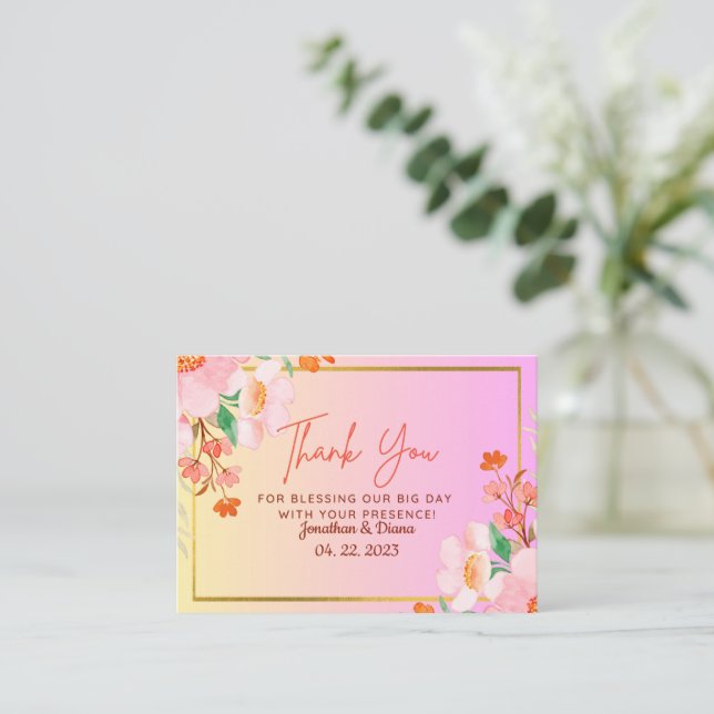 Pequeña Tarjeta de agradecimiento de boda (Anverso de pie)