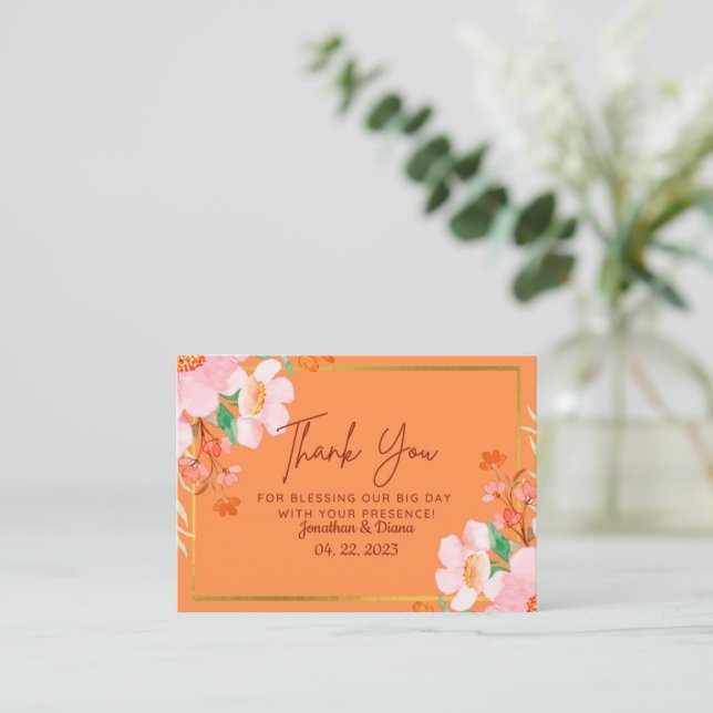 Pequeña Tarjeta de agradecimiento de boda (Anverso de pie)
