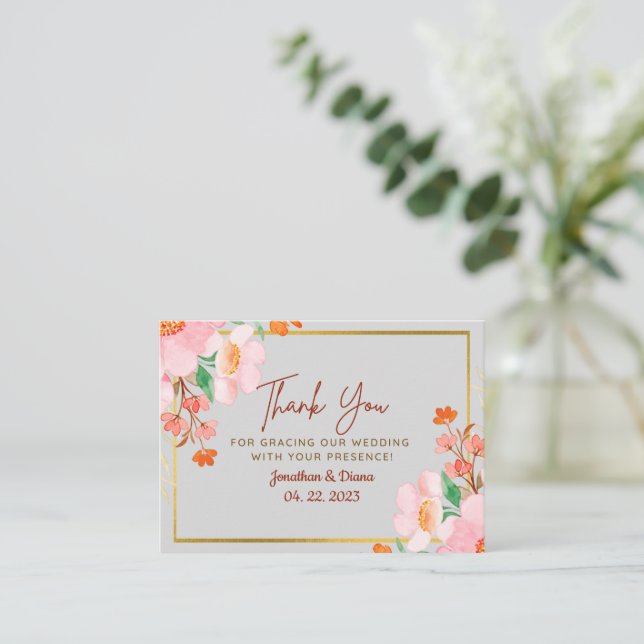 Pequeña Tarjeta de agradecimiento de boda (Anverso de pie)