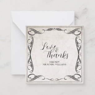 Pequeña Tarjeta de agradecimiento de boda Art Deco negra v