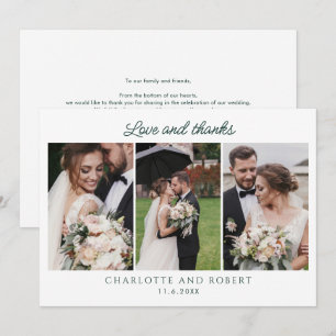 Pequeña Tarjeta de agradecimiento de boda con 3 fotos mode