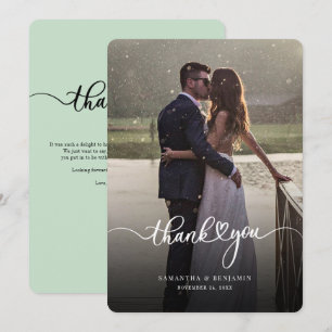 Pequeña Tarjeta de agradecimiento de boda con elegante gui
