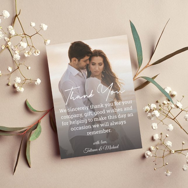 Pequeña Tarjeta de agradecimiento de boda con foto desvane (Subido por el creador)