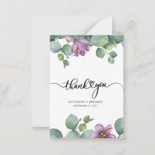 Pequeña Tarjeta de agradecimiento de boda con letra a mano