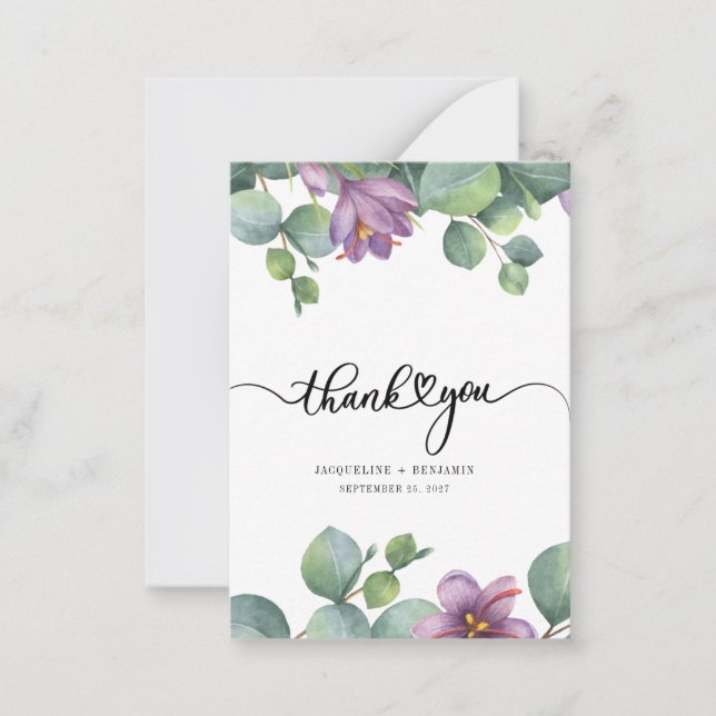Pequeña Tarjeta de agradecimiento de boda con letra a mano (Anverso)