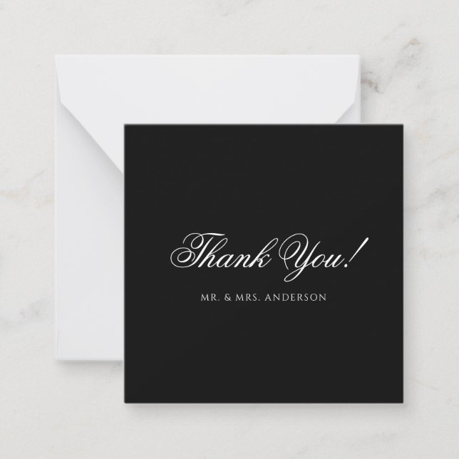 Pequeña Tarjeta de agradecimiento de boda con letra script (Anverso)