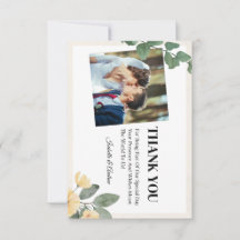 Tarjeta de agradecimiento de boda con verde elegan