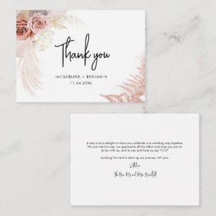 Pequeña Tarjeta de agradecimiento de boda de hierba de Pam