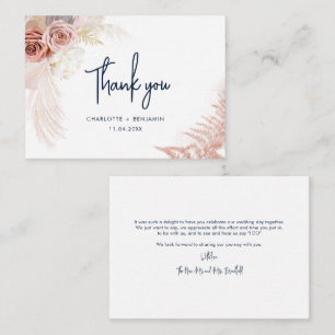 Pequeña Tarjeta de agradecimiento de boda de hierba elegan