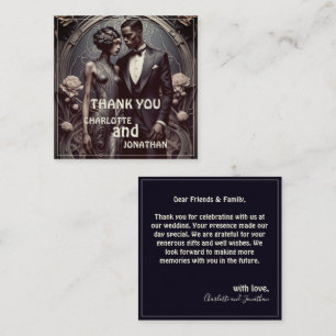 Pequeña Tarjeta de agradecimiento de boda elegante Art Dec