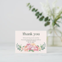 Tarjeta de agradecimiento de boda floral