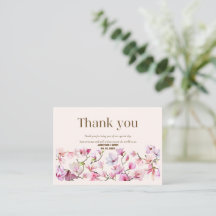Tarjeta de agradecimiento de boda floral