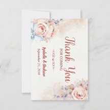 Tarjeta de agradecimiento de boda floral acuarela 