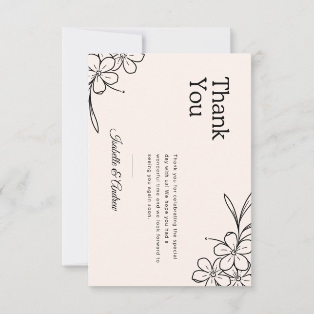 Pequeña Tarjeta de agradecimiento de boda floral boho (Anverso)