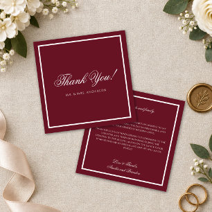 Pequeña Tarjeta de agradecimiento de boda formal con borde
