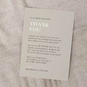 Pequeña Tarjeta de agradecimiento de boda minimalista neut