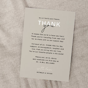 Pequeña Tarjeta de agradecimiento de boda minimalista neut