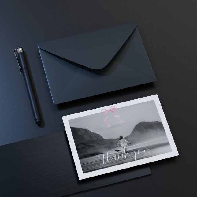 Pequeña Tarjeta de agradecimiento de cinta rosa de graduac (Subido por el creador)