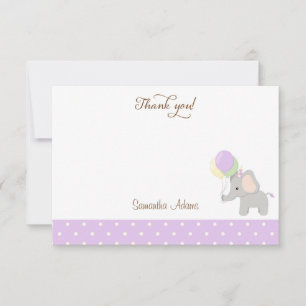 Pequeña Tarjeta de agradecimiento de Cute Elephant Baby Sh