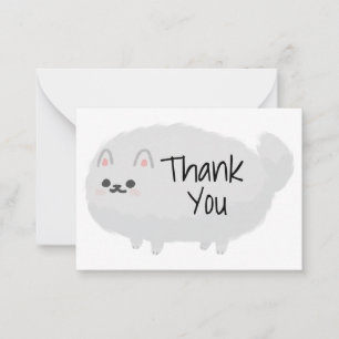 Pequeña Tarjeta de agradecimiento de Cute Fluffy Dog