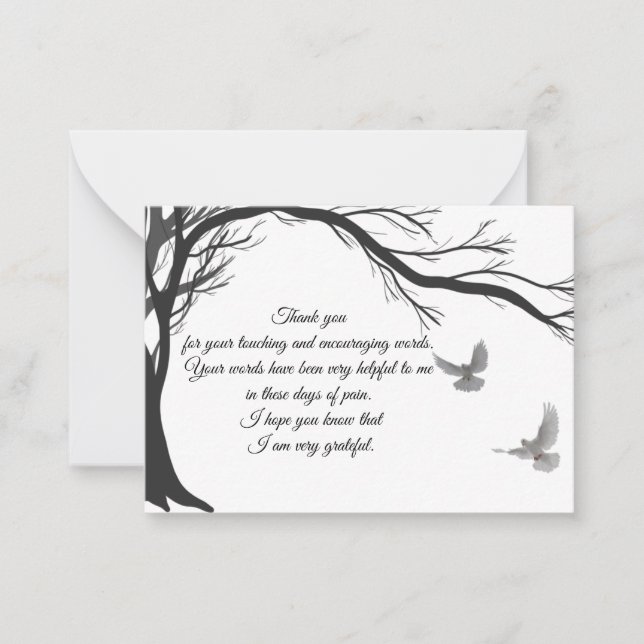 Pequeña Tarjeta de agradecimiento de Dove y Tree (Anverso)