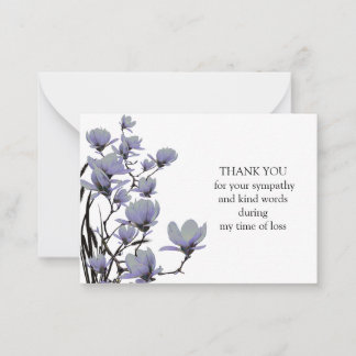 Pequeña Tarjeta de agradecimiento de flor de magnolia azul